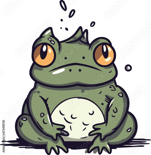 Frog with big eyes. Vector illustration on a white background.