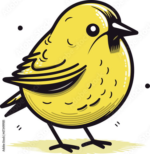 illustration of a yellow bird on a white background. vector illustration