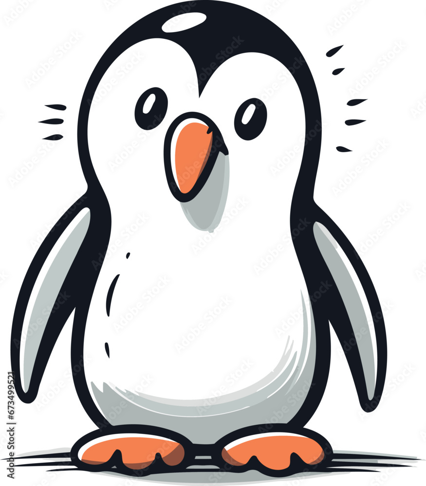 Penguin isolated on white background. Cute cartoon penguin. Vector illustration. Penguin isolated on white background. Cute cartoon penguin. Vector illustration.