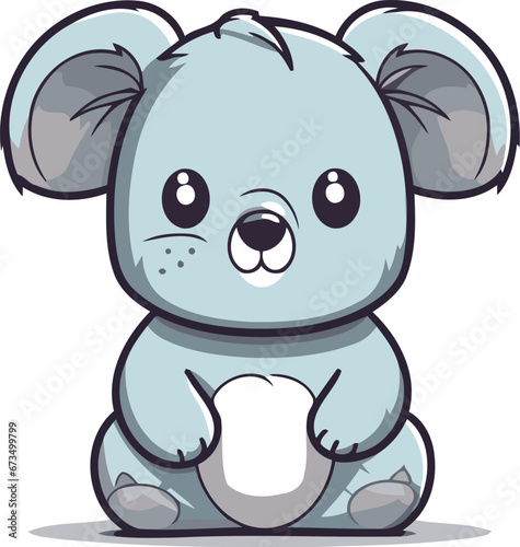 Cute koala character cartoon on white background. Vector illustration.