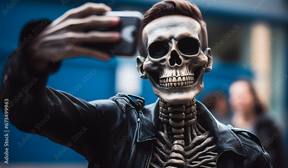 Skeleton Taking a Selfie: A Fun and Educational Moment Skeleton Taking a Selfie: A Fun and Educational Moment