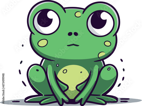 Frog with sad eyes. Cute cartoon character. Vector illustration.
