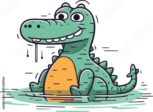 Cute crocodile. Vector illustration in cartoon style on white background.