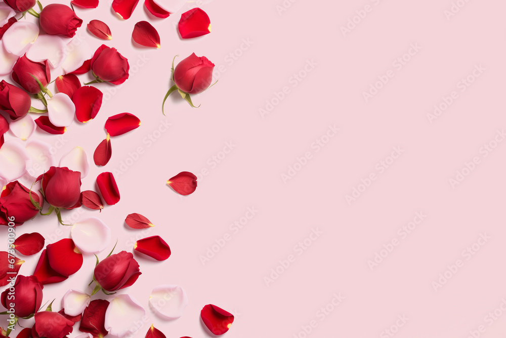 Valentine's Day Card Design with Rose Petal Accents Valentine's Day Card Design with Rose Petal Accents