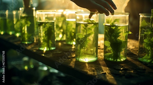 Algae seaweed research, biofuel industry science, sustainable concept photo