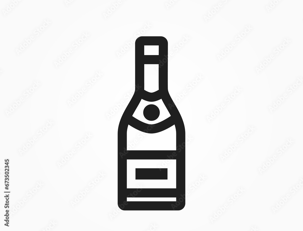 champagne line icon. vector image for Christmas, New Year and winter design
