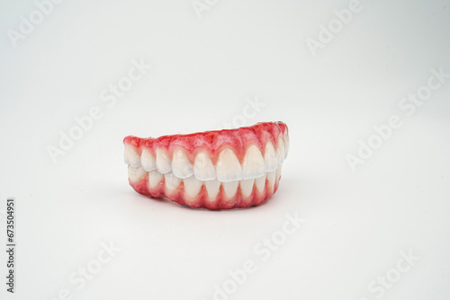 Excellent composition of two dental prostheses on a white background