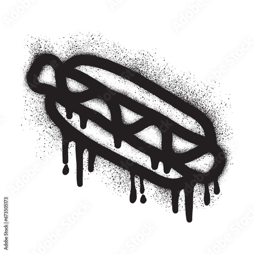 Fast food hot dog graffiti with black spray paint