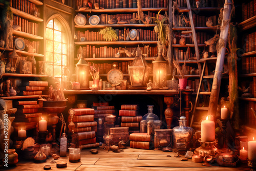 Wizard study laboratory and library
