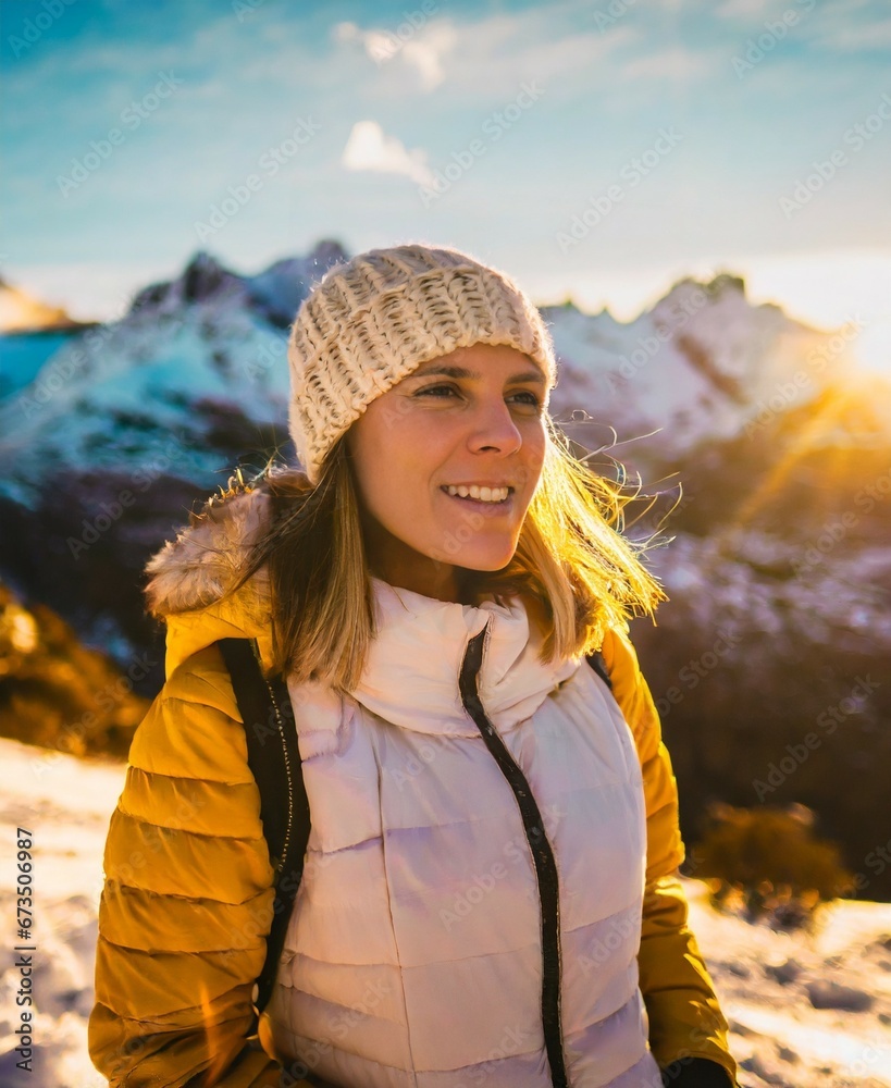 Young woman travelling on the mountains Young woman travelling on the mountains