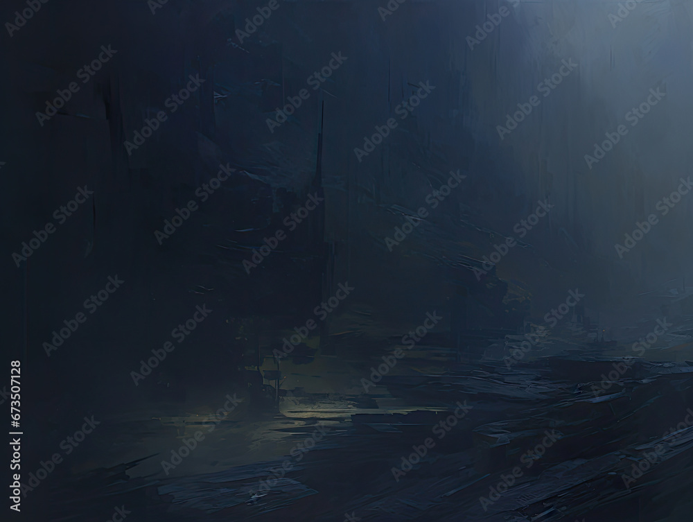a painting of a boat in a dark ocean. Expressive Navy color oil painting background