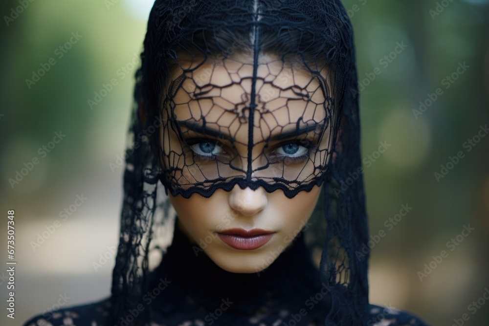Mystery girl, hidden under the veil, cassock mask elegance gentlemanly luxury carnival ball, overeating mystery and fantasy, creative photos and elegant stylish presentation .