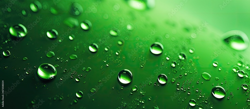 Waterdrops that are of a green and abstract nature