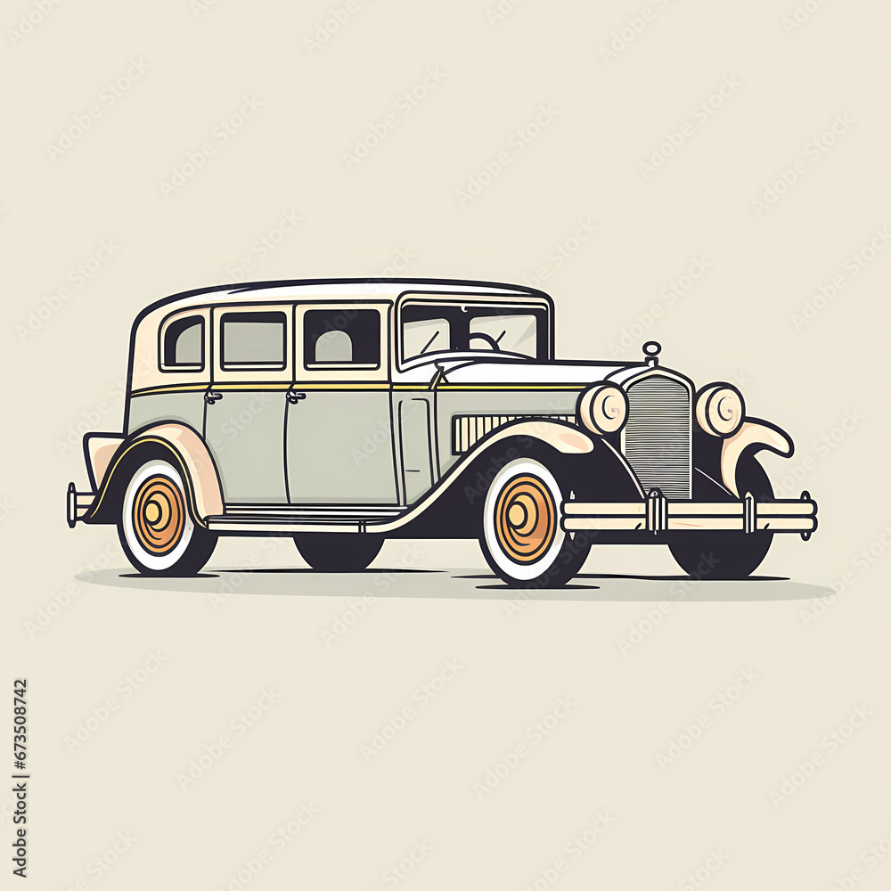 Illustration of old vintage classic old-timer car