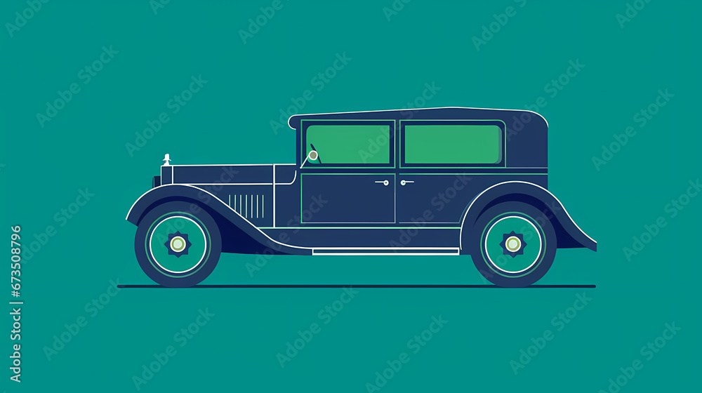 Illustration of old vintage classic old-timer car