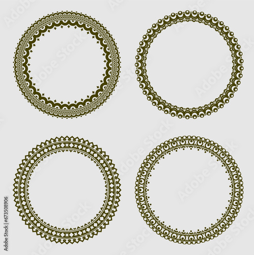 Set of four decorative round frames