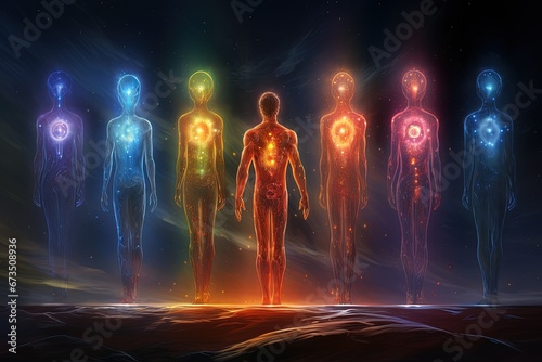  Chakra in meditation, energy healing, and spiritual growth through balanced energy centers, unlocking the power, harnessing energy centers for spiritual growth, balance, and well-being. photo