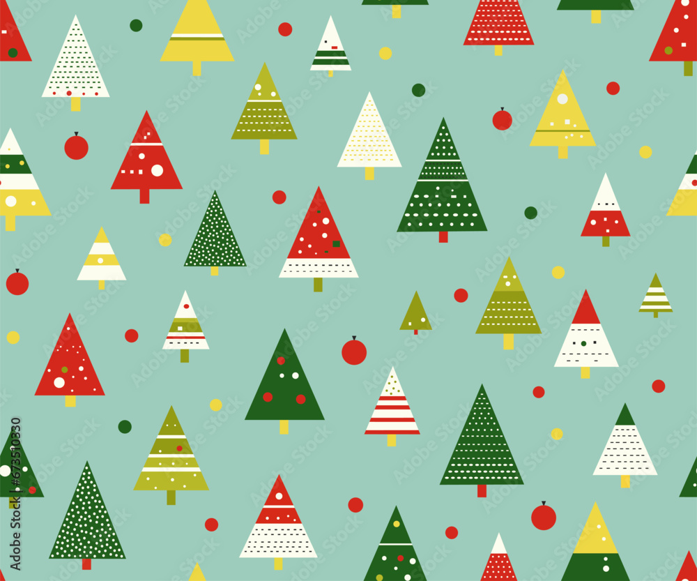 Seamless pattern for Christmas holiday with cute Christmas trees, Background for fabric, wrapping paper, textile, wallpaper and apparel Seamless pattern for Christmas holiday with cute Christmas trees, Background for fabric, wrapping paper, textile, wallpaper and apparel