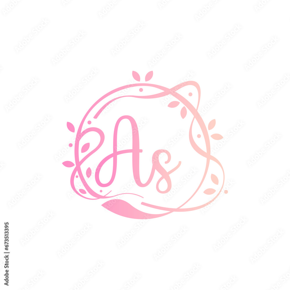 A S AS Beauty vector initial logo, handwriting logo of initial signature, wedding, fashion, jewerly, boutique, floral and botanical with creative template
