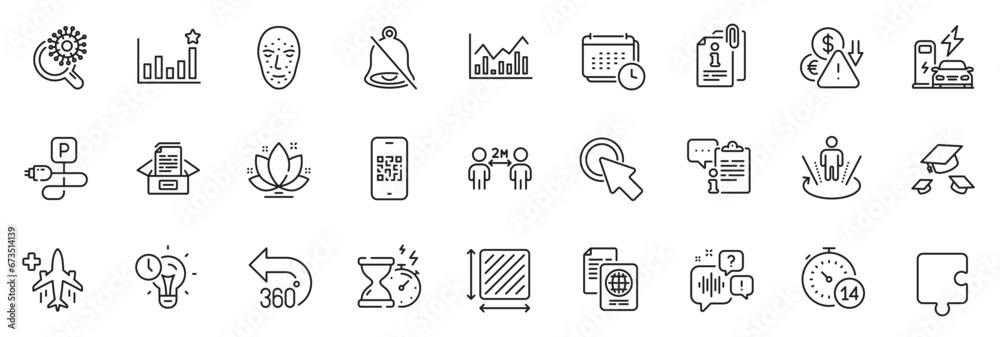 Icons pack as 360 degrees, Augmented reality and Quarantine line icons for app include Coronavirus research, Attached info, Calendar outline thin icon web set. Click here, Square area. Vector Icons pack as 360 degrees, Augmented reality and Quarantine line icons for app include Coronavirus research, Attached info, Calendar outline thin icon web set. Click here, Square area. Vector