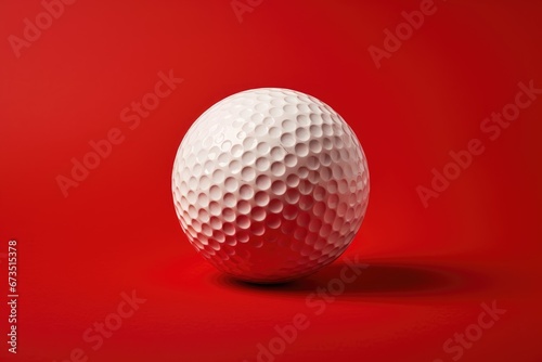 White golf ball isolated on red background