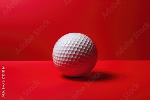 White golf ball isolated on red background