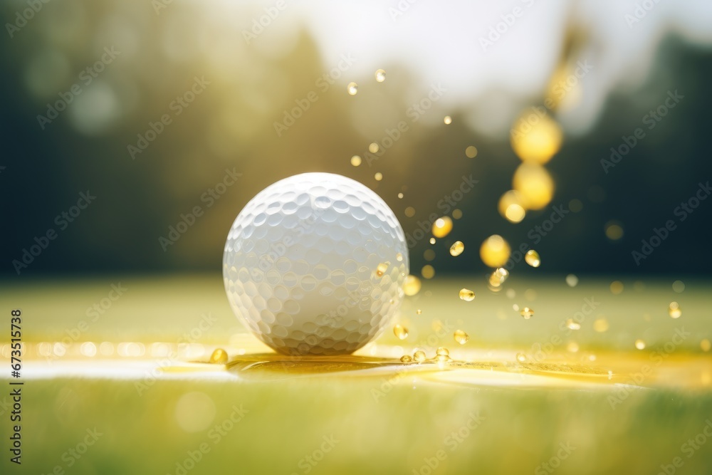 close up golf ball on the water surface with blurred background - obrazy, fototapety, plakaty 