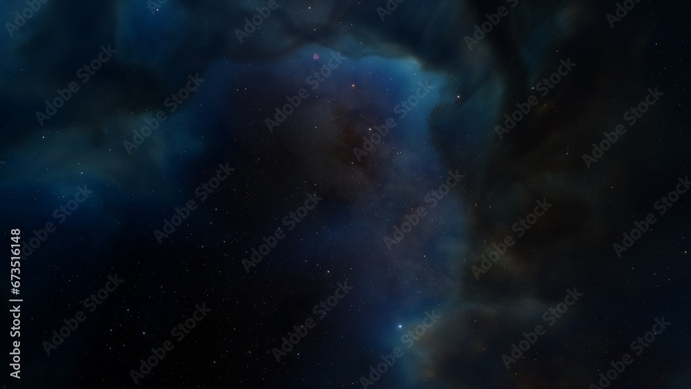 Fototapeta premium Cosmic background with a blue purple nebula and stars