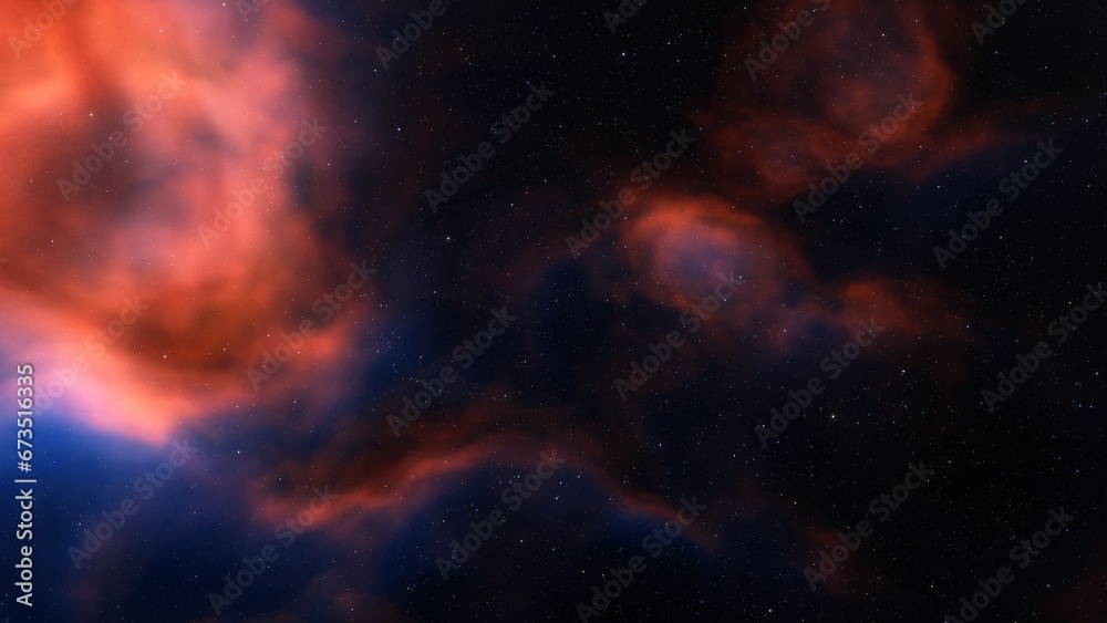 Cosmic background with a blue purple nebula and stars
