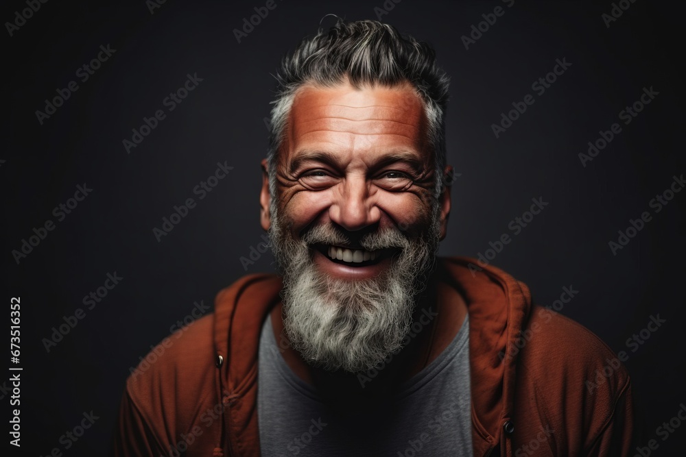Portrait of a happy senior man with gray beard and mustache. Portrait of a happy senior man with gray beard and mustache.