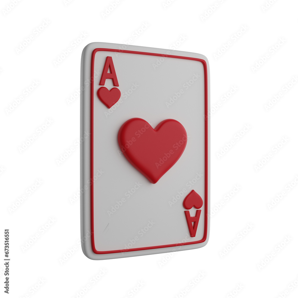 Poker Playing Card Heart suit 3D render icon Poker Playing Card Heart suit 3D render icon