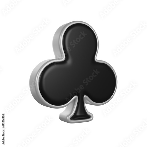 Poker Playing Card Clover or Club suit 3D render icon