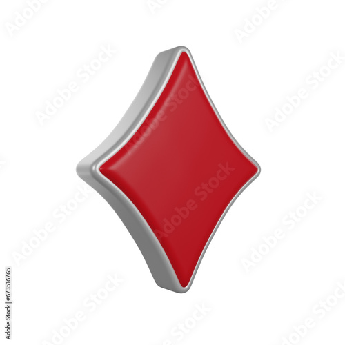 Poker Playing Card Tile or Diamond suit 3D render icon 