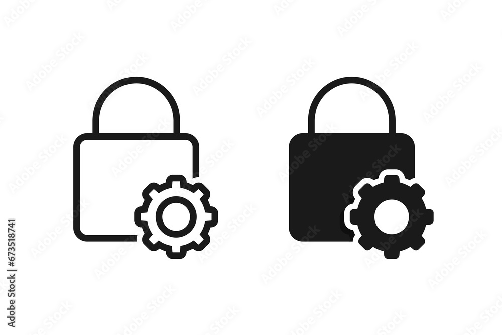 Lock settings. Padlock with gear icon. illustration vector Lock settings. Padlock with gear icon. illustration vector