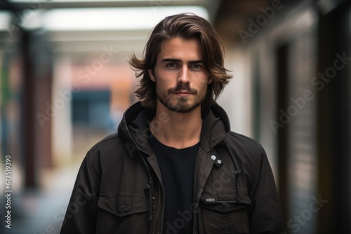 Portrait of a handsome young man in urban background. Men's fashion.