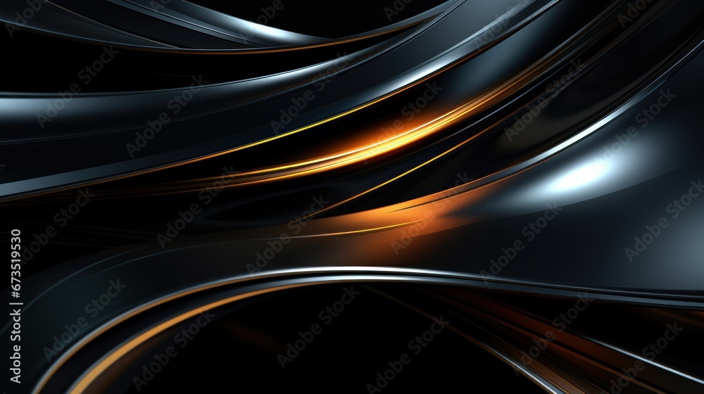 Fototapeta premium Abstract background, black orange wave fluid background, wallpaper banner concept
