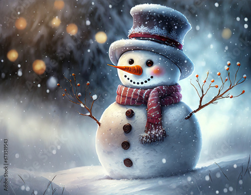 Snowman background and copy space