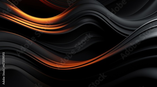 Abstract background  black orange wave fluid background  wallpaper banner concept