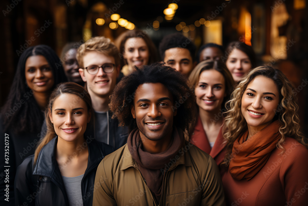 a group of people of different nationalities and smile