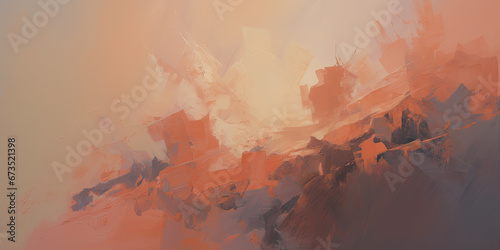 an abstract painting of orange and pink colors. Expressive Peach color oil painting background