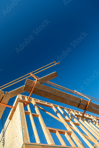 Abstract Perspective of a House Wood Construction Framing. photo