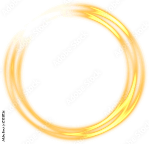 glowing yellow lines futuristic circle frame