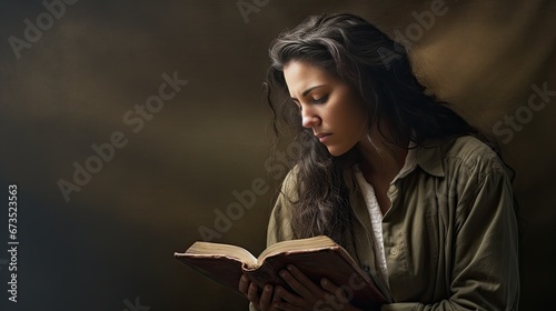 Woman praying with bible