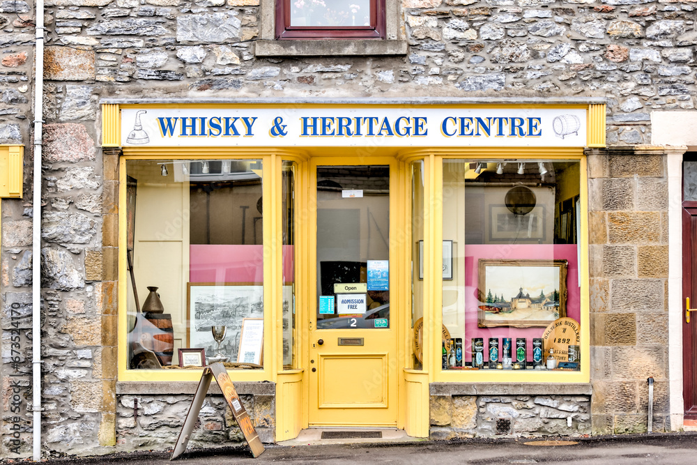 Dufftown Region, Scotland September 23, 2023 The Whisky Heritage Center in Dufftown, Scotland