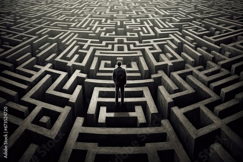 man inside maze, finding his path to himsels