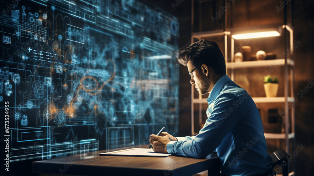 Person Working Hard Logo, created with Generative AI technology Person Working Hard Logo, created with Generative AI technology