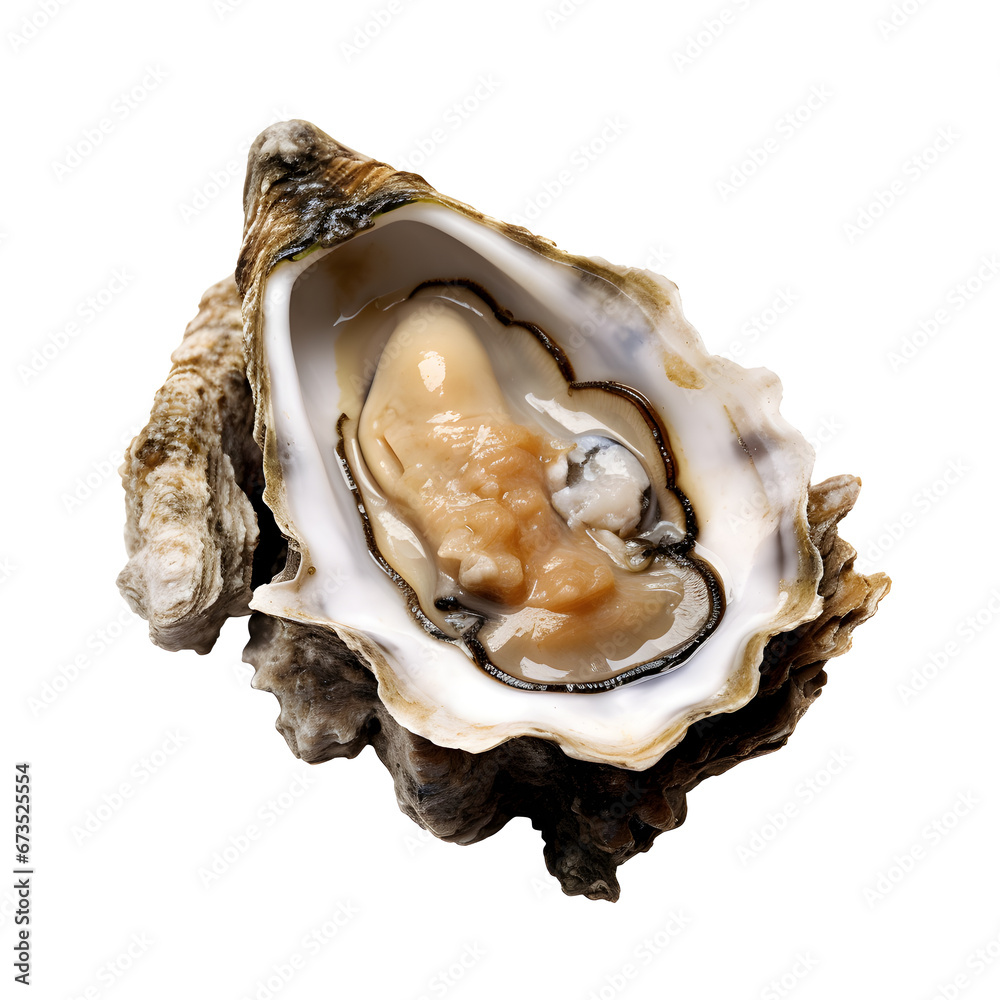 oyster isolated, Opened pacific oyster, white background, copy space oyster isolated, Opened pacific oyster, white background, copy space