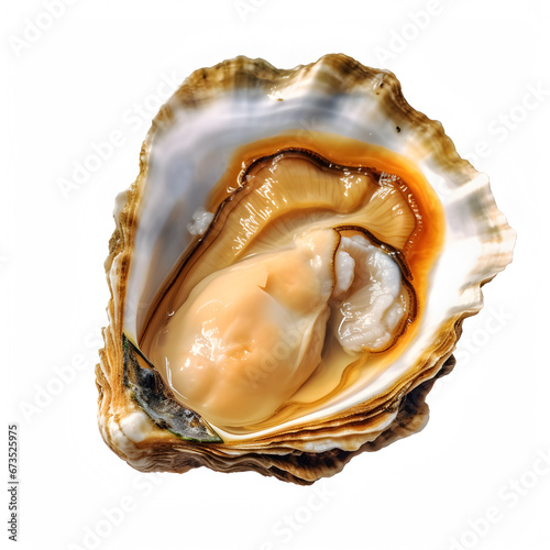 oyster isolated, Opened pacific oyster, white background, copy space