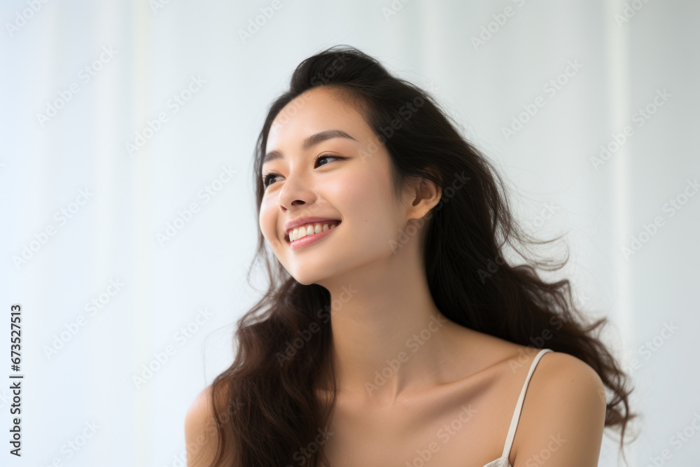 A portrait captures the cheerful countenance of a young woman as she gazes directly into the camera. Generative Ai. A portrait captures the cheerful countenance of a young woman as she gazes directly into the camera. Generative Ai.
