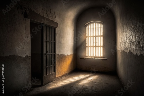 Prison cell with dramatic light